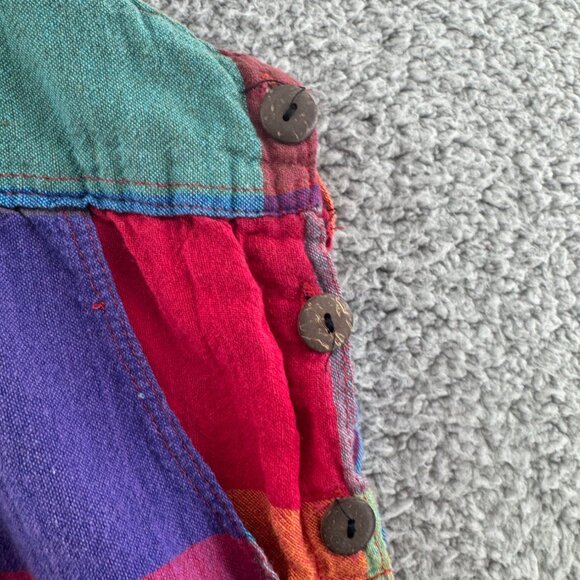 Boho Colorful Plaid Patchwork Unisex Harem Overalls Size XL - Picture 7 of 9